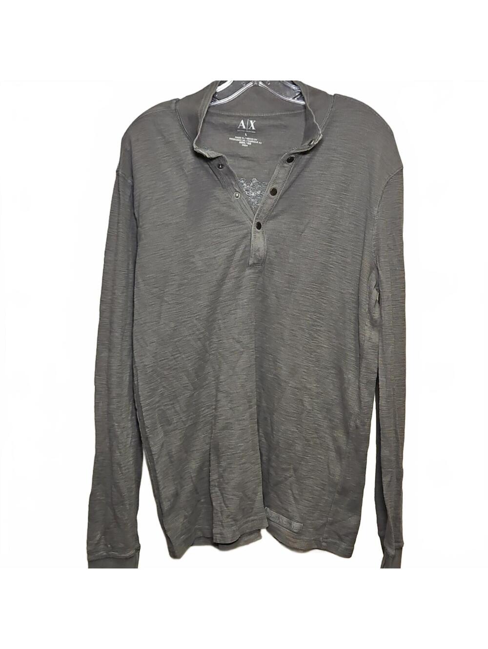 Armani Exchange | Charcoal Henley Shirt | L